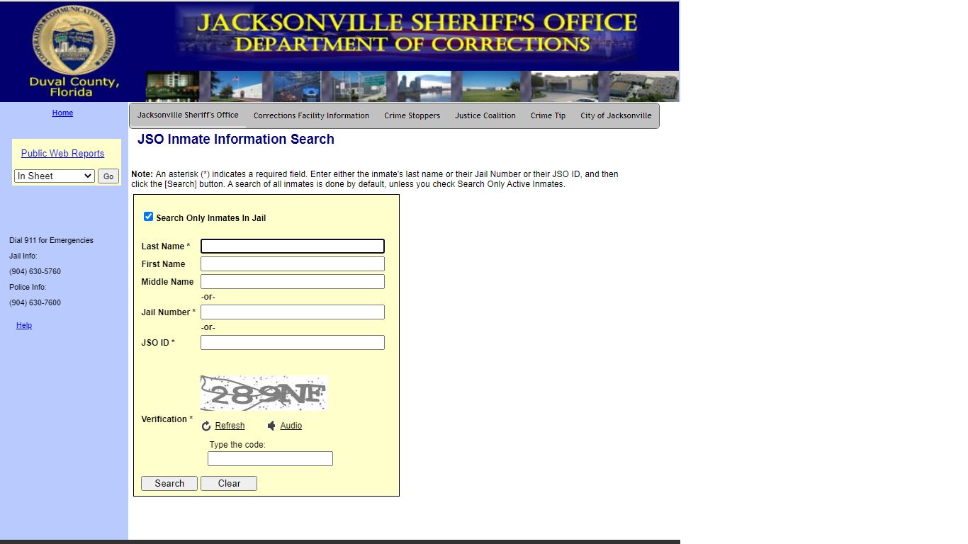 JSO Inmate Information Search - jaxsheriff.org